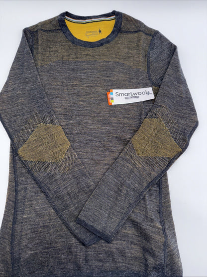 $130 Smartwool Men's Base Layer Intraknit Merino Crew-Charcoal Honey-Small-NEW