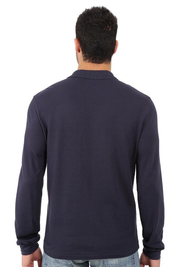 $140 Lacoste Men’s Long Sleeve Classic Pique Polo Shirt-Navy Blue-Large-New Tag