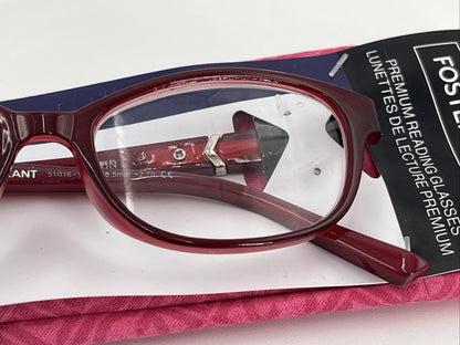 FOSTER GRANT Parissa Unisex Fashion Maroon Reading Glasses +2.75 Retail $25.99