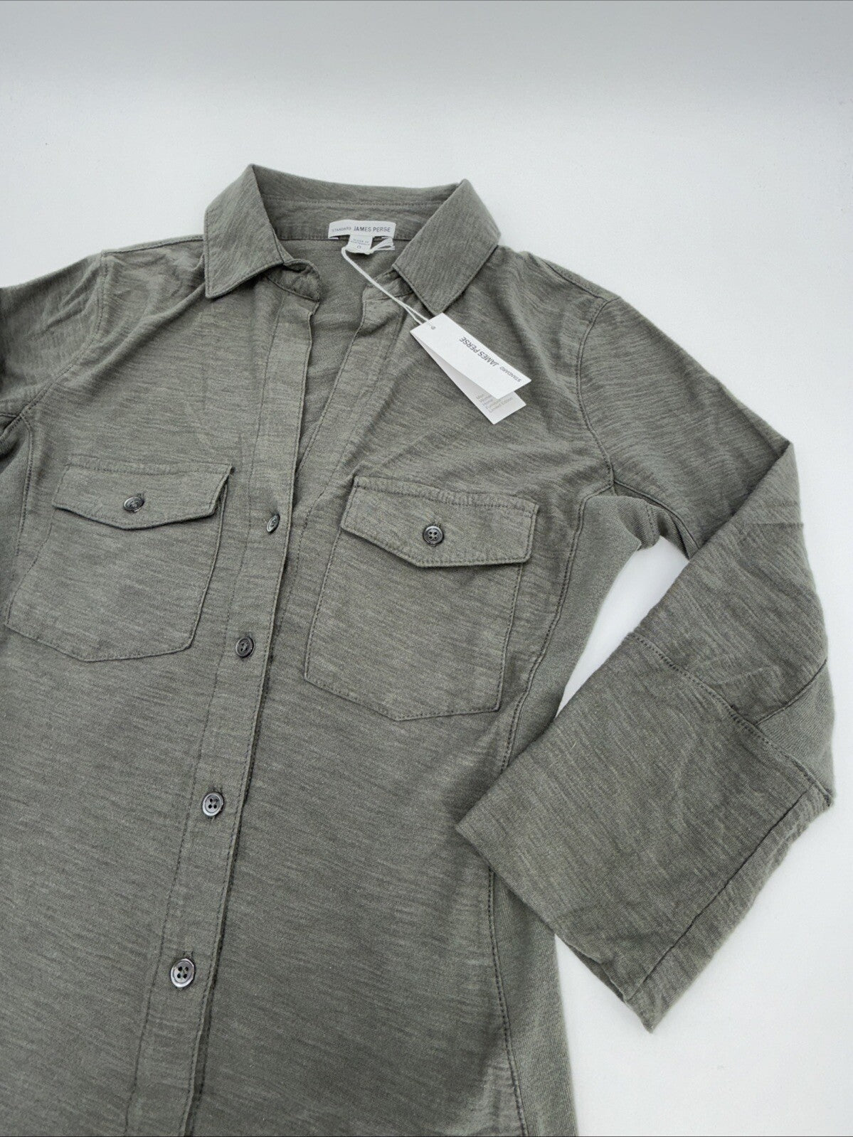 $165 James Perse Women’s Contrast Panel Shirt - Khaki PLM- Size: 0 (Small)- New