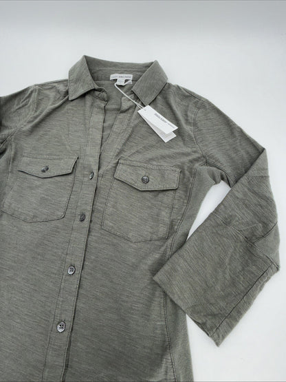 $165 James Perse Women’s Contrast Panel Shirt - Khaki PLM- Size: 0 (Small)- New