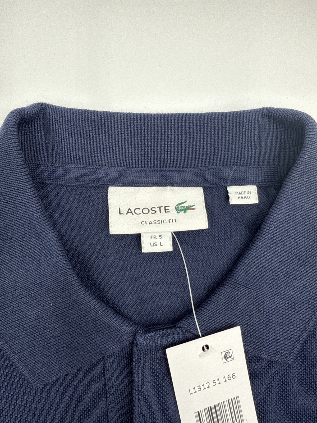 $140 Lacoste Men’s Long Sleeve Classic Pique Polo Shirt-Navy Blue-Large-New Tag