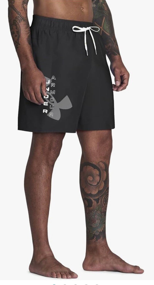 $48 UNDER ARMOUR Men's UA  Big Icon Swim Shorts-Black/Grey -Small-New Tags