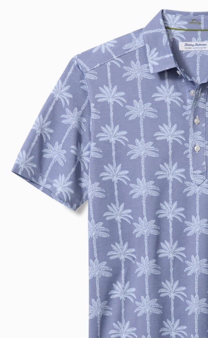 $118 Tommy Bahama Men’s San Lucio Palm Lane Polo Shirt-Blue Hawaiian-Medium-New