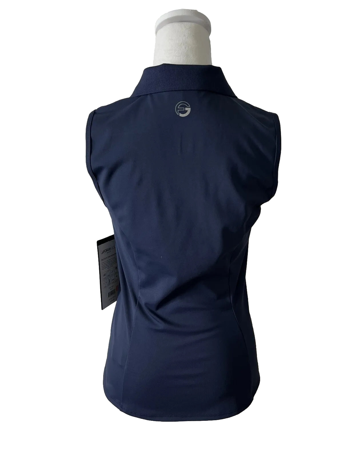 Foray Golf Women’s Zip front sleeveless Polo Shirt-Navy- Small-NEW Tag $130