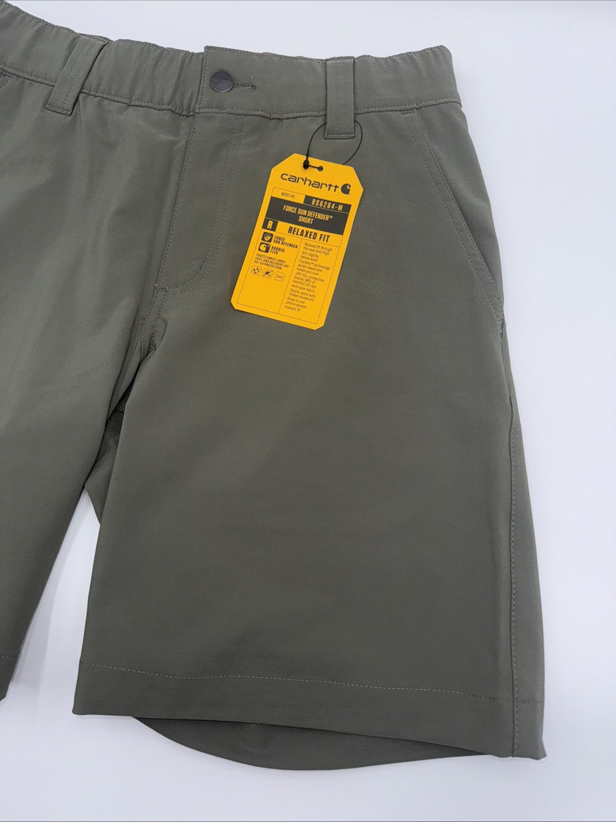 Carhartt Men's Force Sun Defender Relaxed Fit  Shorts-Dusty Olive- Large-New
