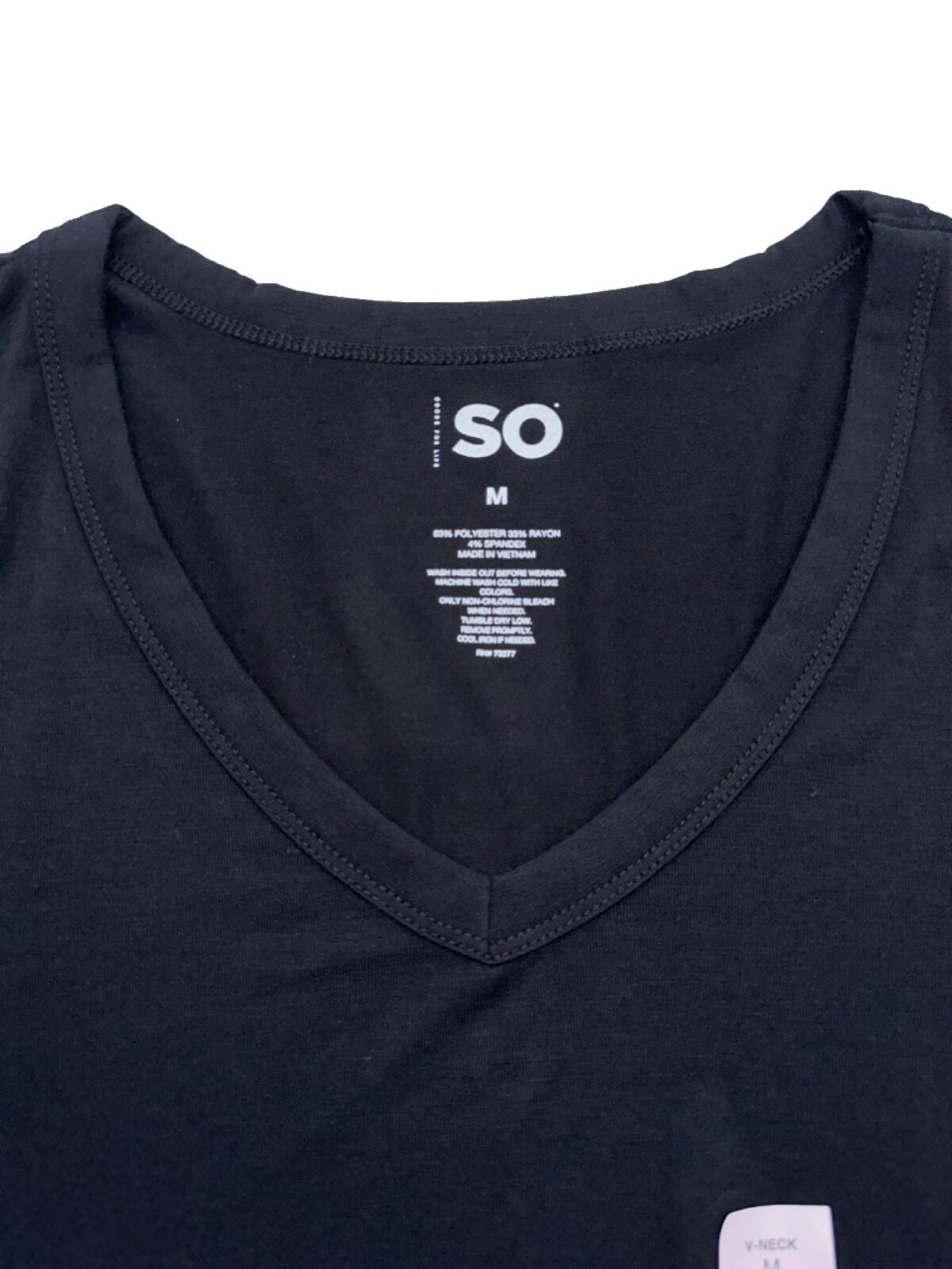 SO Women’s V Neck Tshirt - JG33K025RS - Black - Medium - New With Tag