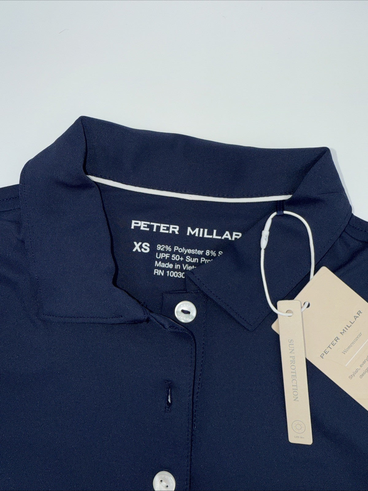 $95 Peter Millar Women's Sun Protection UPF 50+ Golf Polo Shirt-Navy-XSmall -New