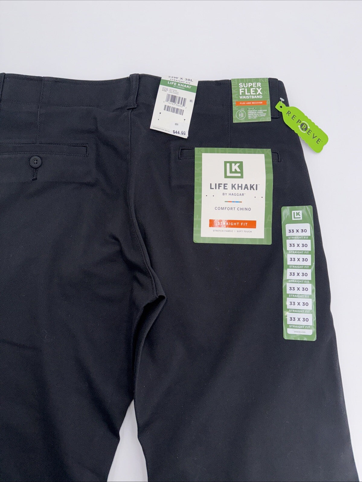 Haggar Men’s Life Khaki Straight Fit Chino Pants - Black- Size: 33W 30L- NEW