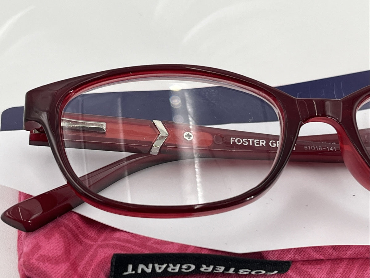 FOSTER GRANT Parissa Unisex Fashion Maroon Reading Glasses +2.75 Retail $25.99