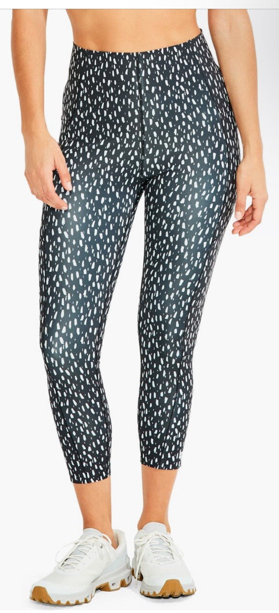 $95 NIC+ZOE High Waist Crop Leggings Brush Strokes- Black/White-Large-NEW