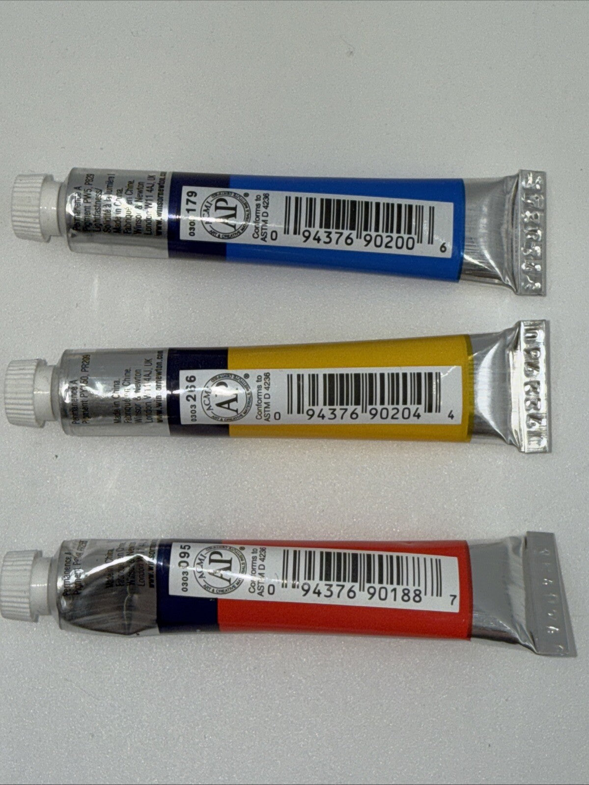 Combo Lot Of 3 Winsor & Newton Cotman Water Colours, 8ml, Red, Yellow, Blue