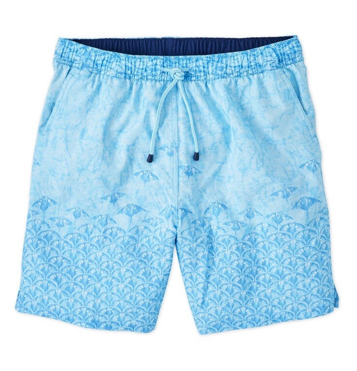 $100 Peter Millar Men’s Tropical Stingray Swim Trunks - Blue- Small - NWT