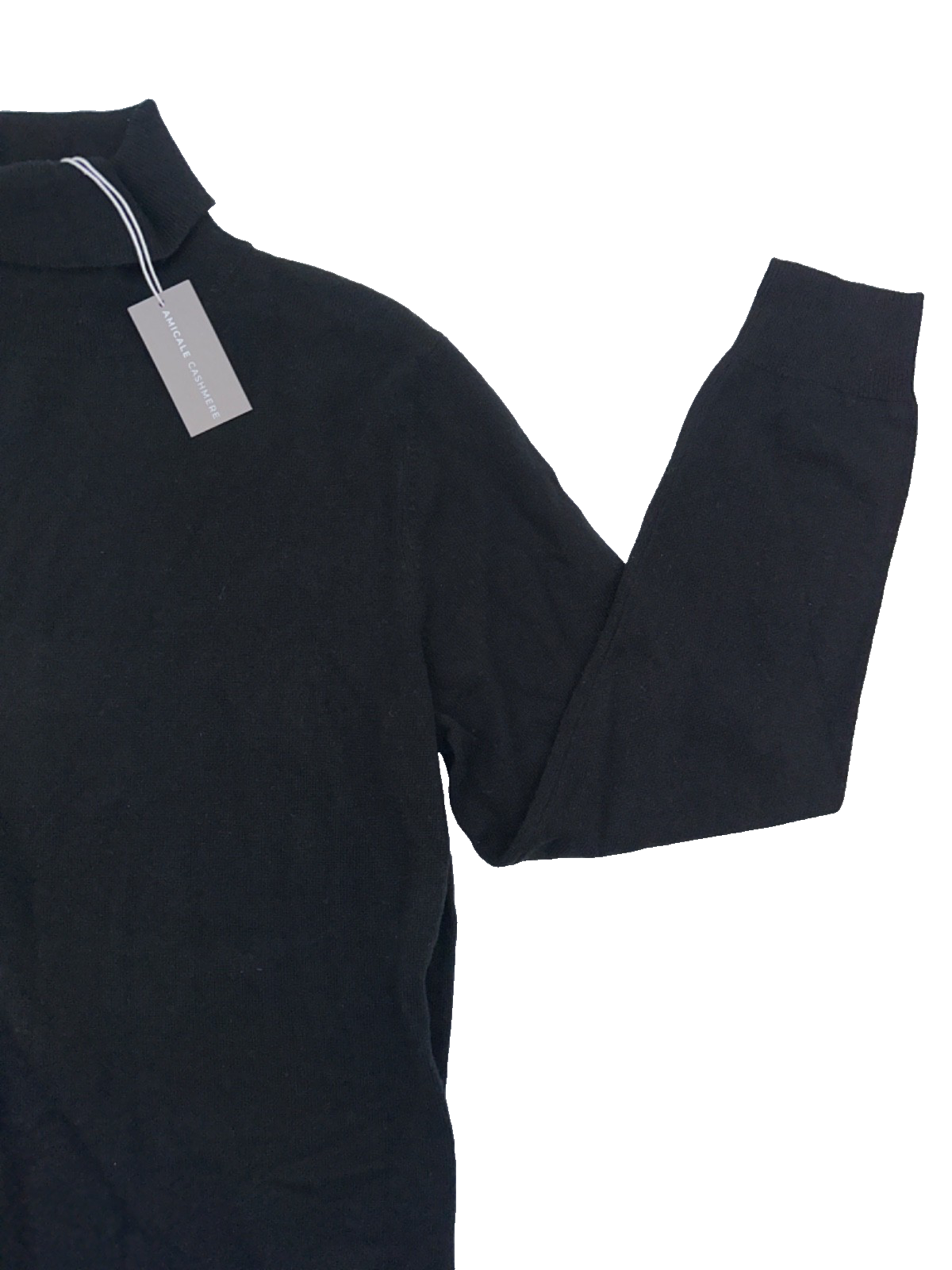 $295 Amicale Cashmere Women's Turtleneck Sweater - Black - Medium -New With Tag