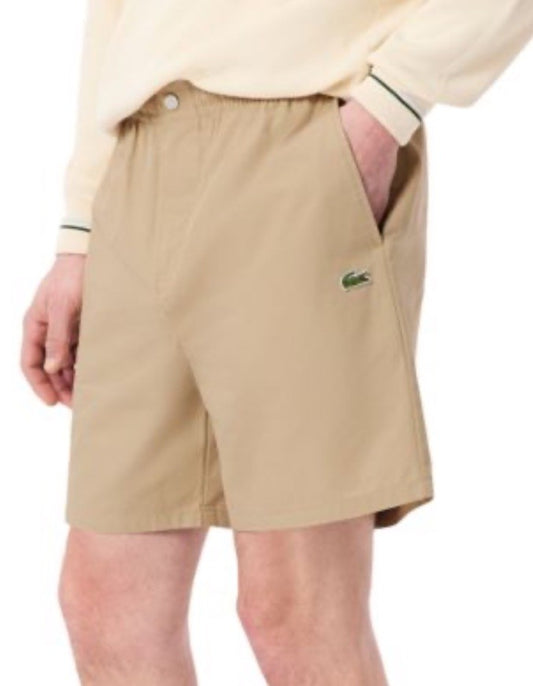 $98 Lacoste Men's Relaxed-Fit Drawcord Shorts-  Khaki Beige- Medium -New Tags