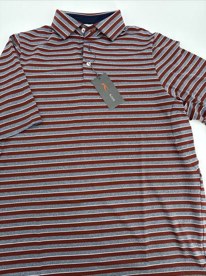 $99 Kjus Men’s Soren Golf Polo Striped Performance Shirt- Cedar -Size: 50/Medium