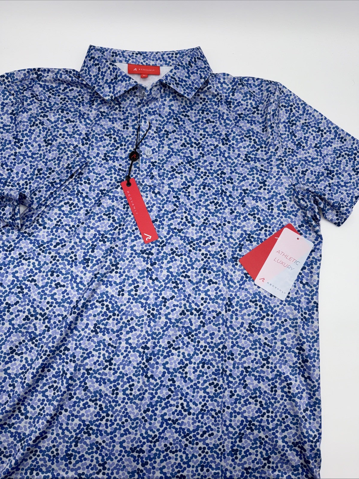 $110 Redvanly Men’s Fourcy Golf Performance Polo Shirt-Blue Lavender -Medium-New