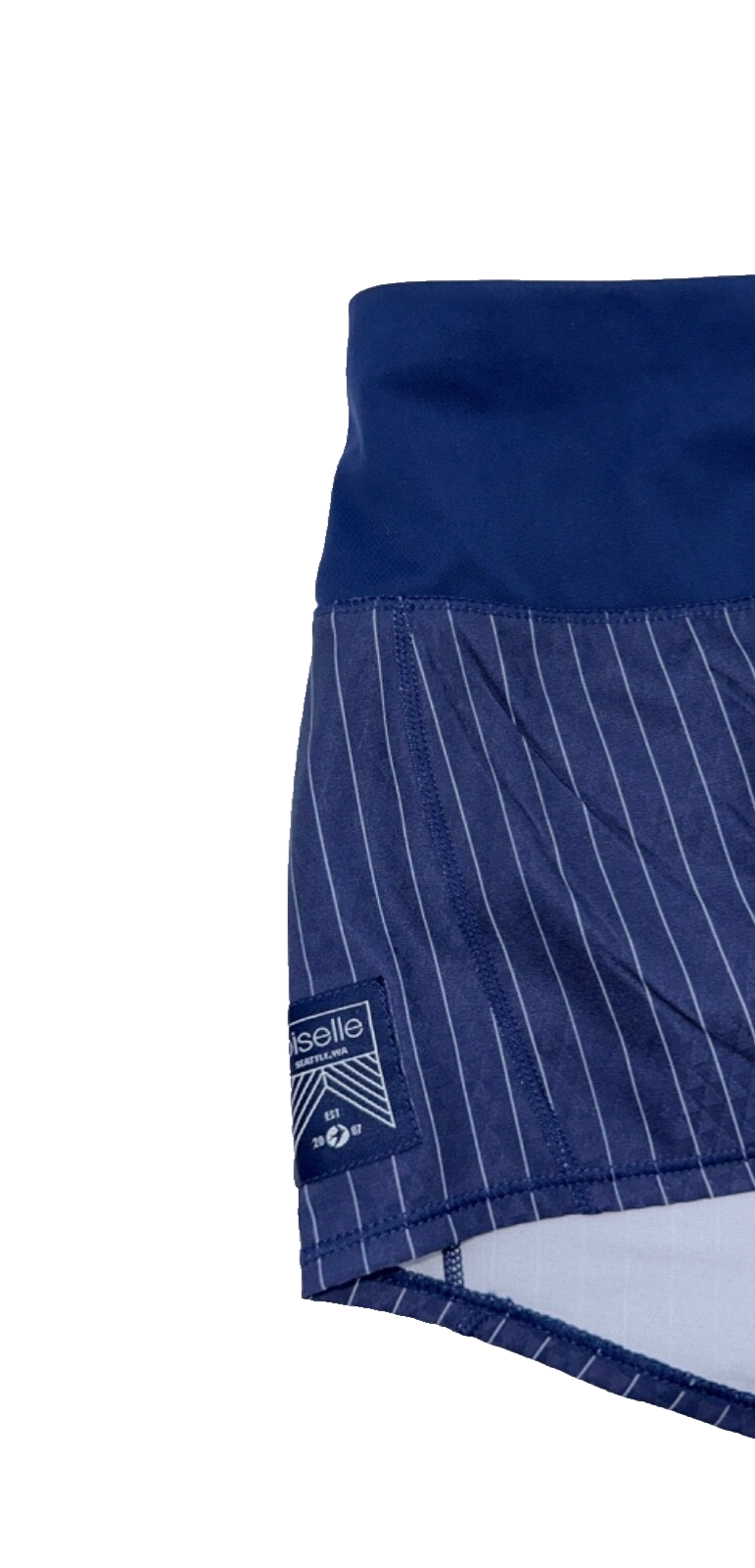 $56 Oiselle Women's Mac Roga Lined Running Shorts - Grounded Pinstripe -Size 10