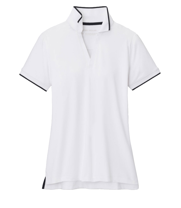 $100 Petter Millar Women's Betty Drop V Polo - Black/White - Medium - New Tags