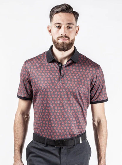 $100 Galvin Green Men’s Forged Iron Golf Shirt Murphy Polo- Grey/Red-Medium-New