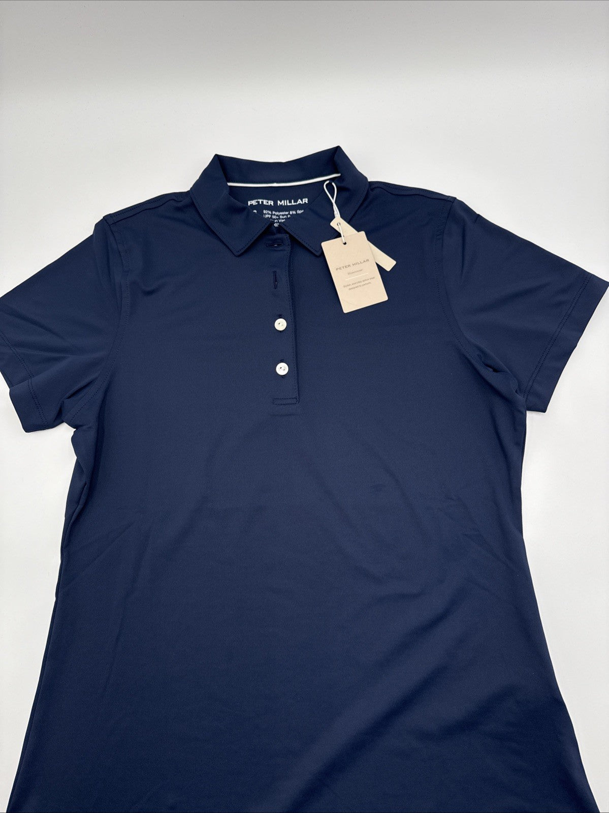 $95 Peter Millar Women's Sun Protection UPF 50+ Golf Polo Shirt-Navy-Small-New