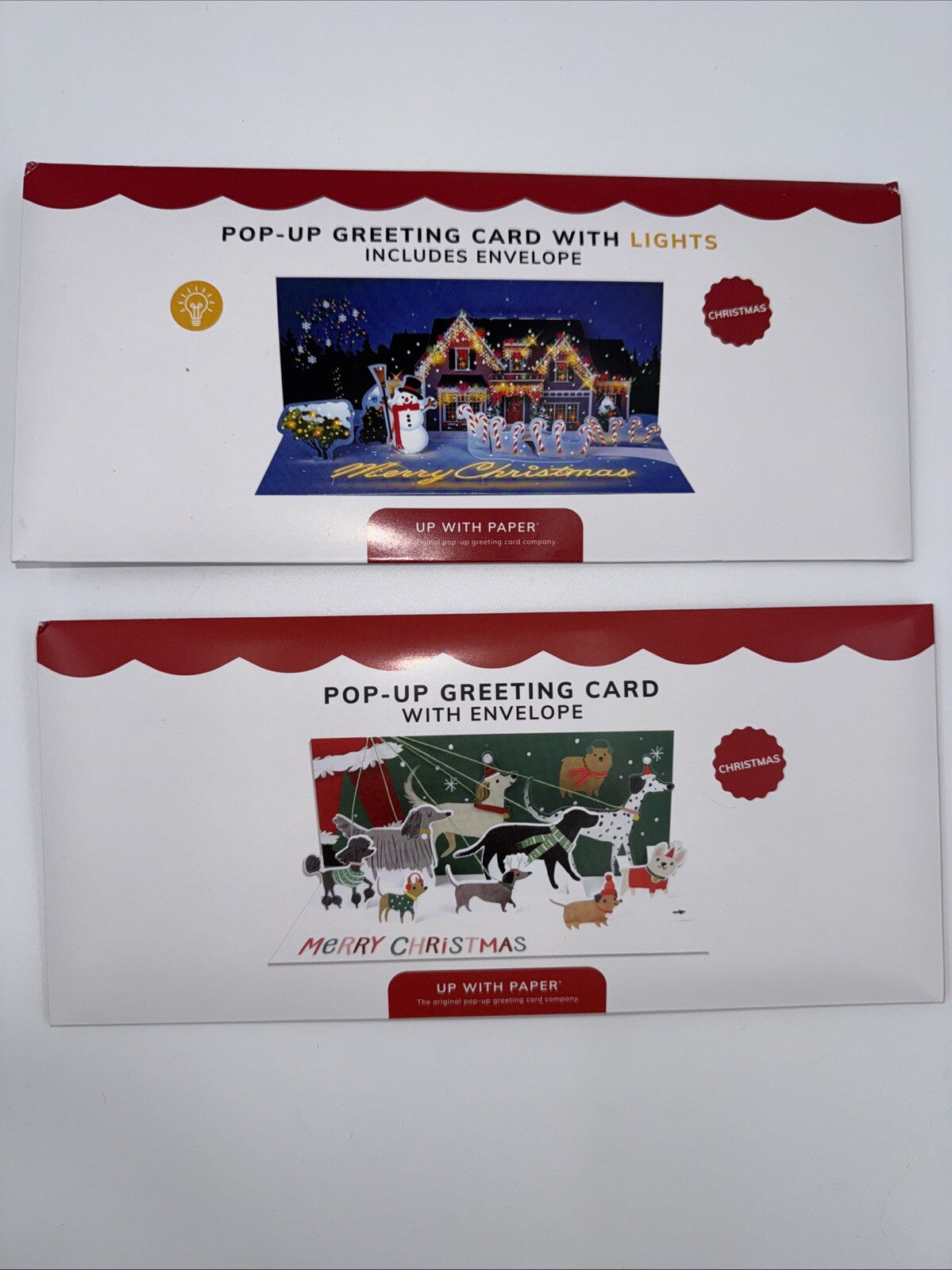 Lot Of 2 Up With Paper 3D Pop-Up Christmas Cards- Combo B- Over $30 Retail!