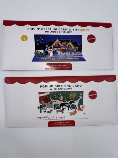 Lot Of 2 Up With Paper 3D Pop-Up Christmas Cards- Combo B- Over $30 Retail!