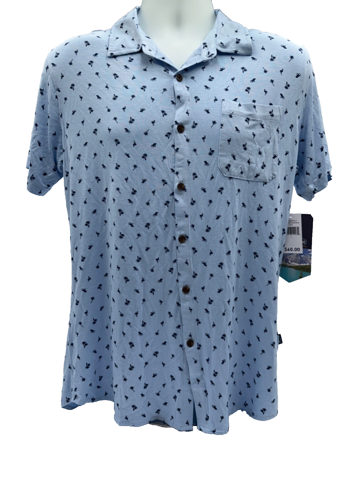 $60 Mountain Men’s Isles Button Up Shirt - Blue Caspian Pall Toss - Small - New