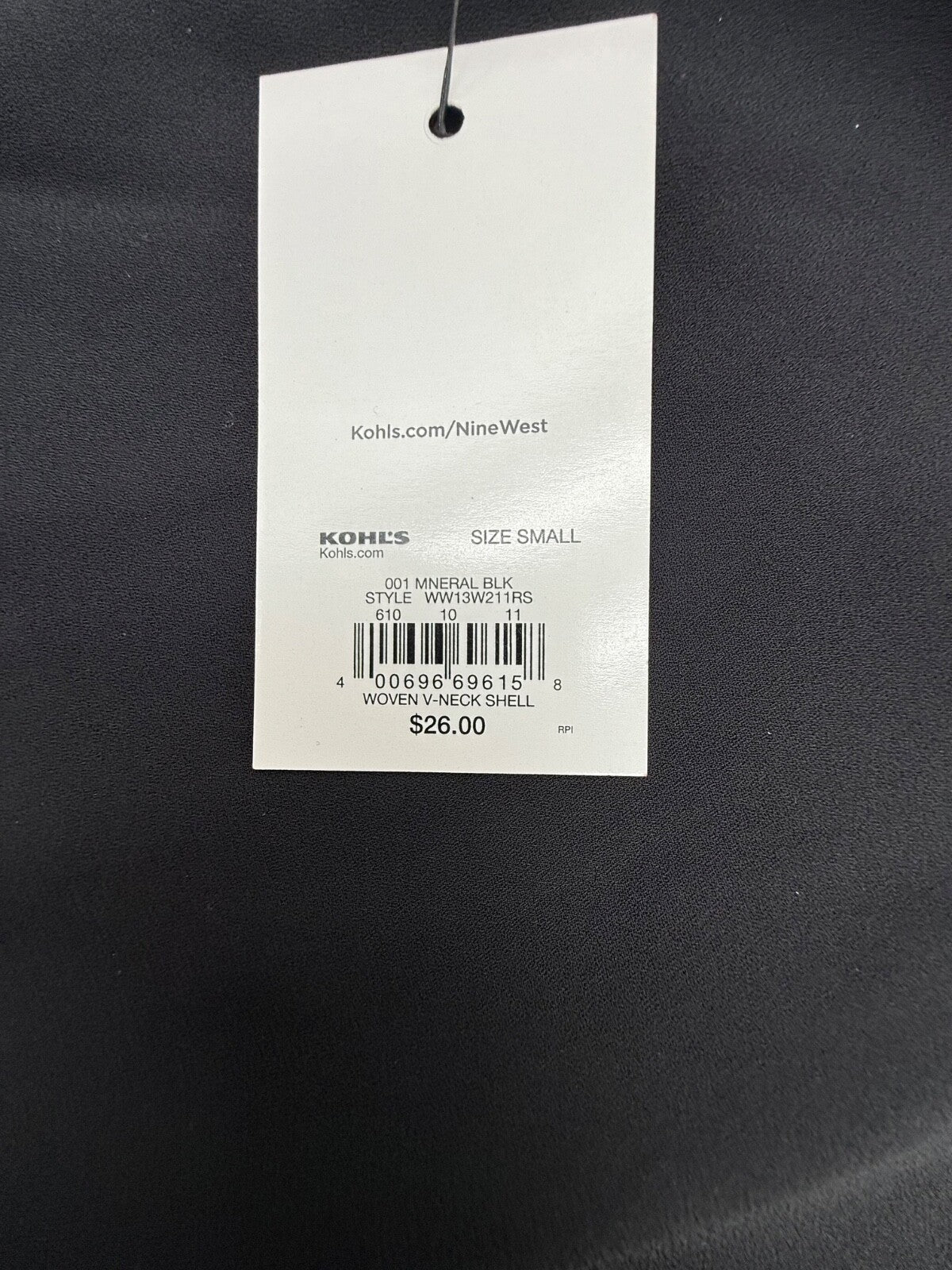 Nine West Women’s-V-Neck Tank Top-Black-Small- New Tags