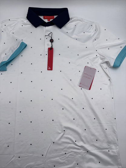 $110 Redvanly Men’s Ramey Golf Performance Polo Shirt-Bright White -Medium-New