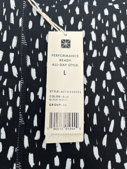 $95 NIC+ZOE High Waist Crop Leggings Brush Strokes- Black/White-Large-NEW