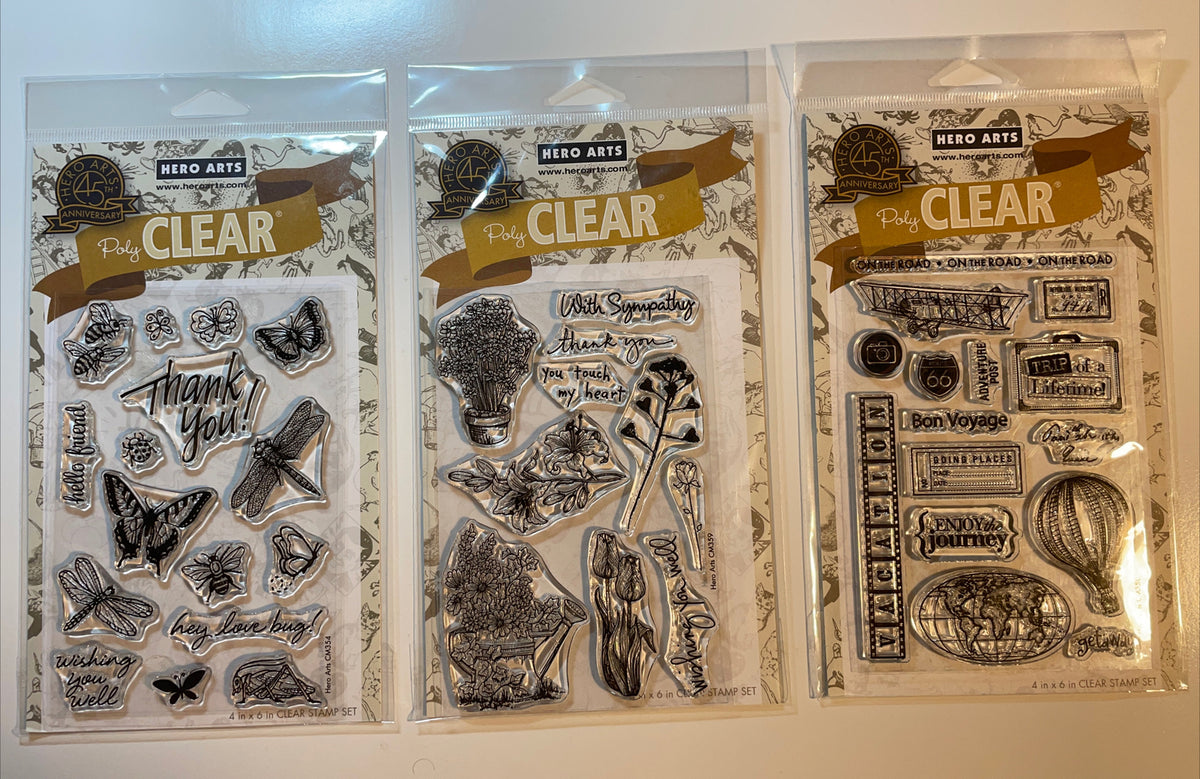 Lot Of 3 Hero Arts Poly Clear Photopolymer Stamps - Combo Lot