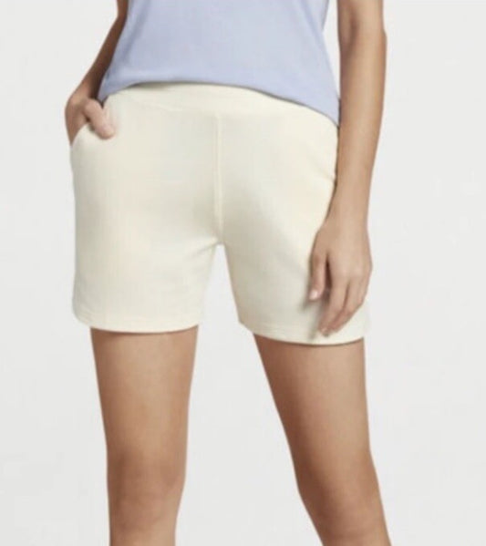 $90 Peter Millar Women’s Lava Wash Fleece Back Shorts-Vanilla-Large- New Tag
