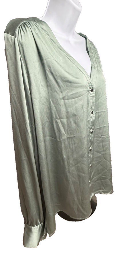 $79 WHBM Women’s-Button Blouse Shirt -Sage Green- XLarge-New Tag