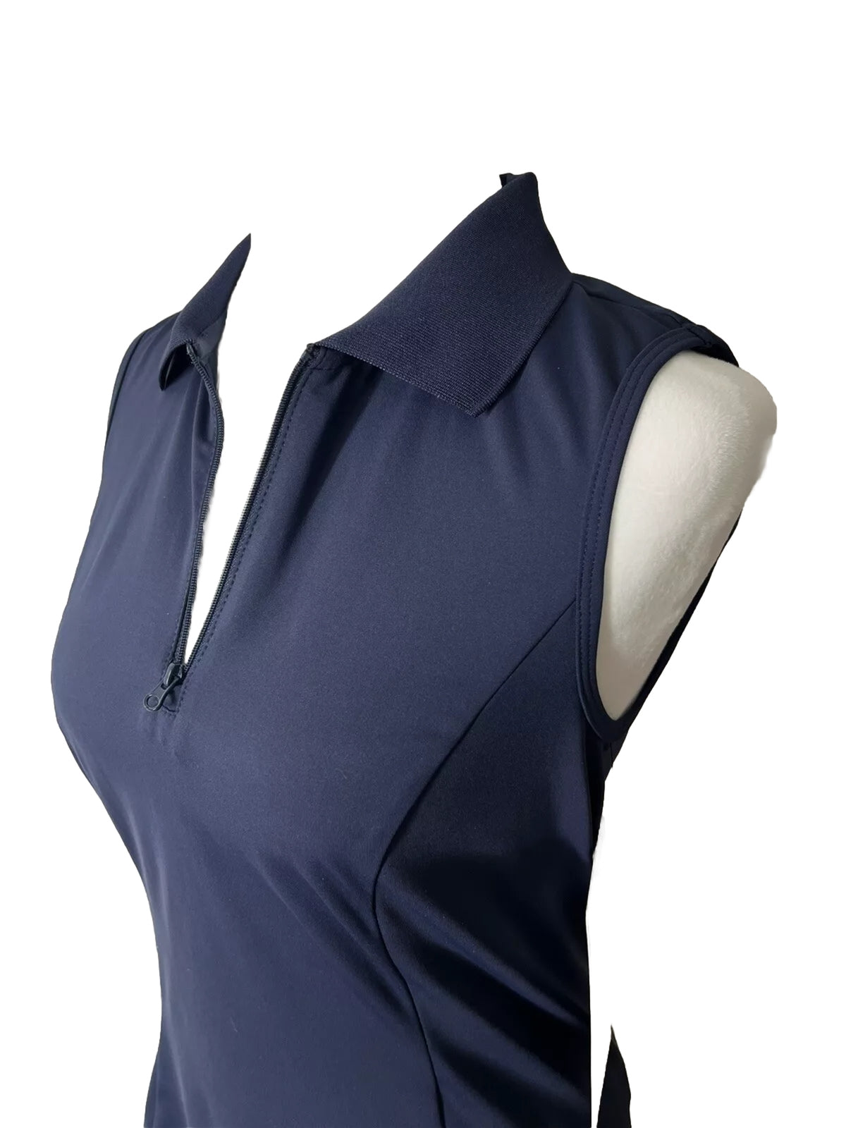 Foray Golf Women’s Zip front sleeveless Polo Shirt-Navy- Small-NEW Tag $130