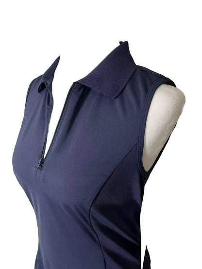 Foray Golf Women’s Zip front sleeveless Polo Shirt-Navy- Small-NEW Tag $130