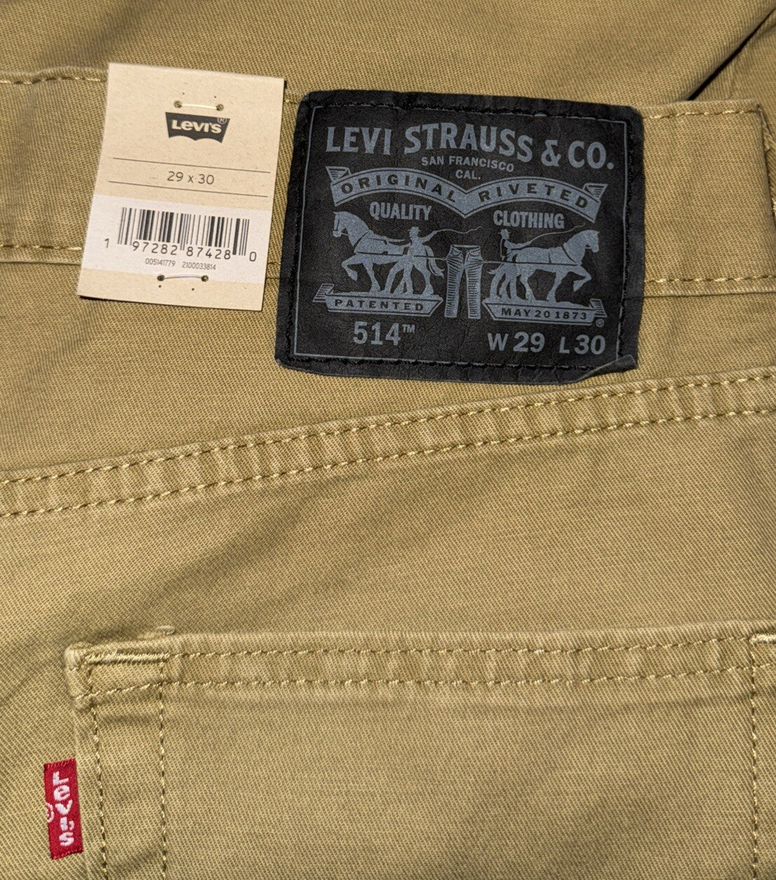 $69 Levi’s Men’s 514 Straight Stretch Jeans - British Khaki- 29W x 30L- New Tags