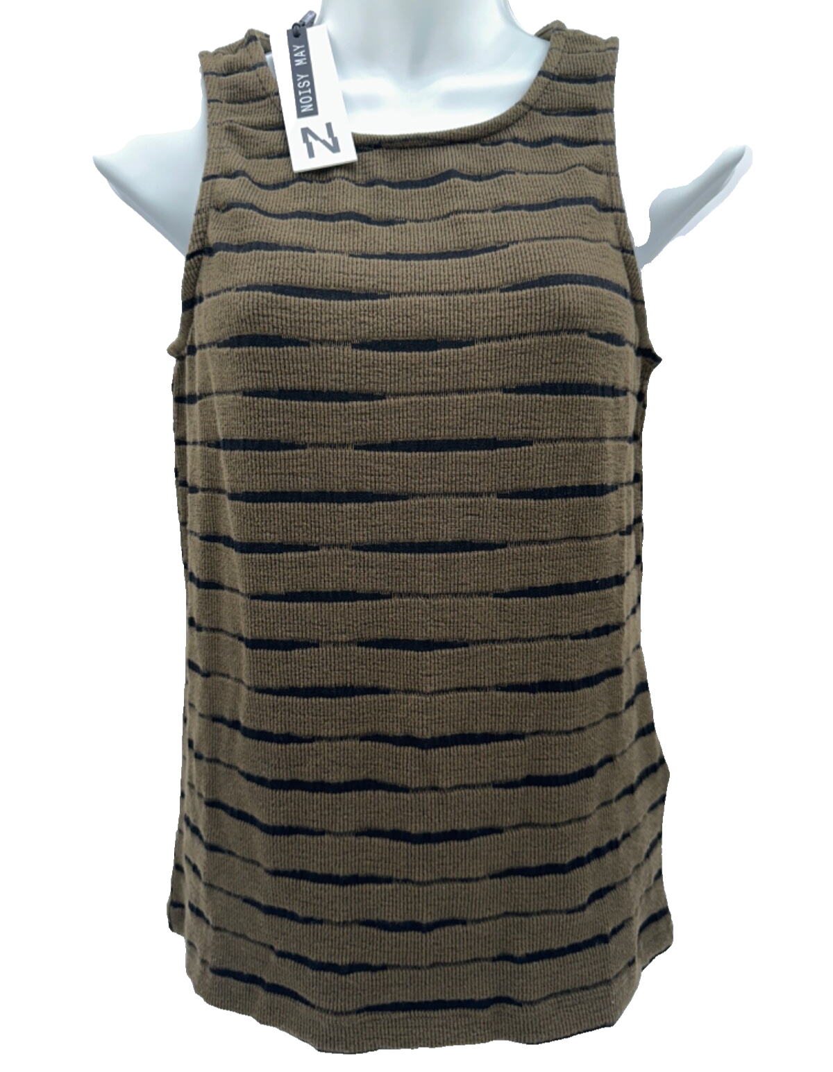 $50 Noisy May Women's Melina Stripe Top - Capers/Black - Large - New With Tags