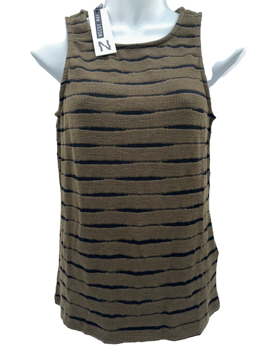 $50 Noisy May Women's Melina Stripe Top - Capers/Black - Large - New With Tags