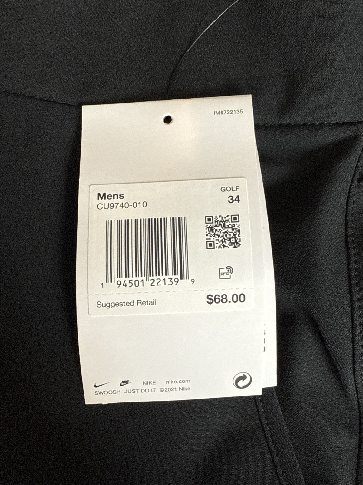 Nike Men’s Golf Shorts Dri-Fit Flex Core Standard Fit Stretch-Black- 34W-New $68