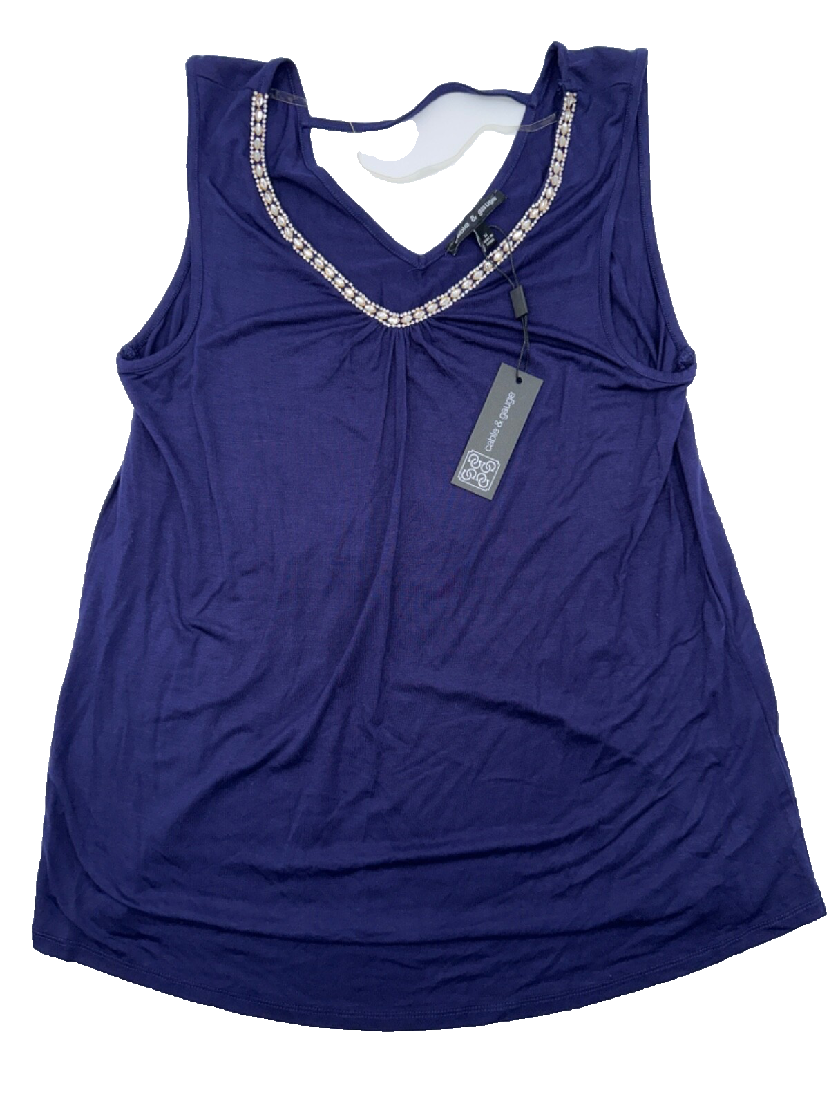 $68 Cable & Gauge Women's Sleeveless Blouse - Navy - Medium - New With Tag