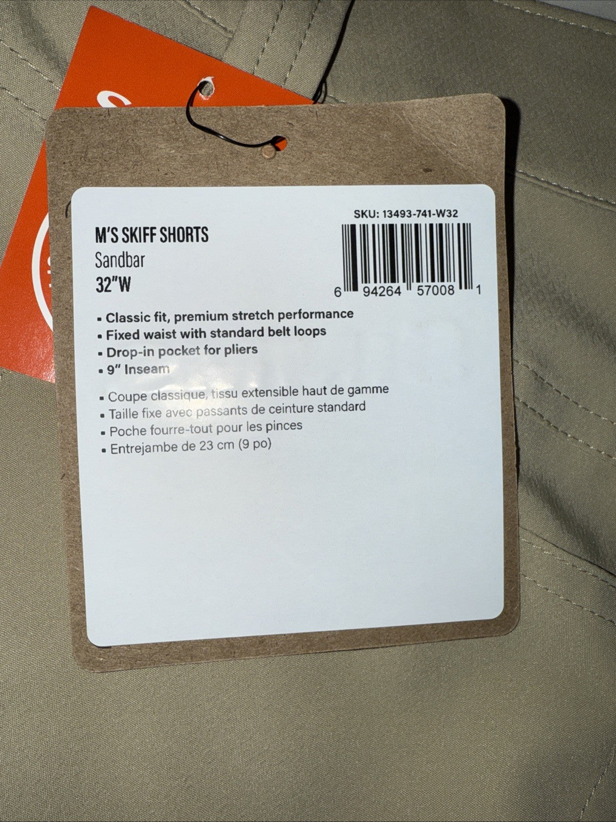 $76 Simms Men’s Skiff Shorts 9" Fishing Classic Fit UPF-Sandbar Beige- 32W- NEW