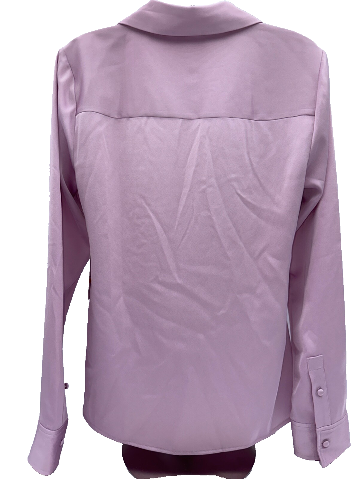 $89 Calvin Klein Women's Ruched Long Slv Satin Button Up Shirt-Lavender -Small