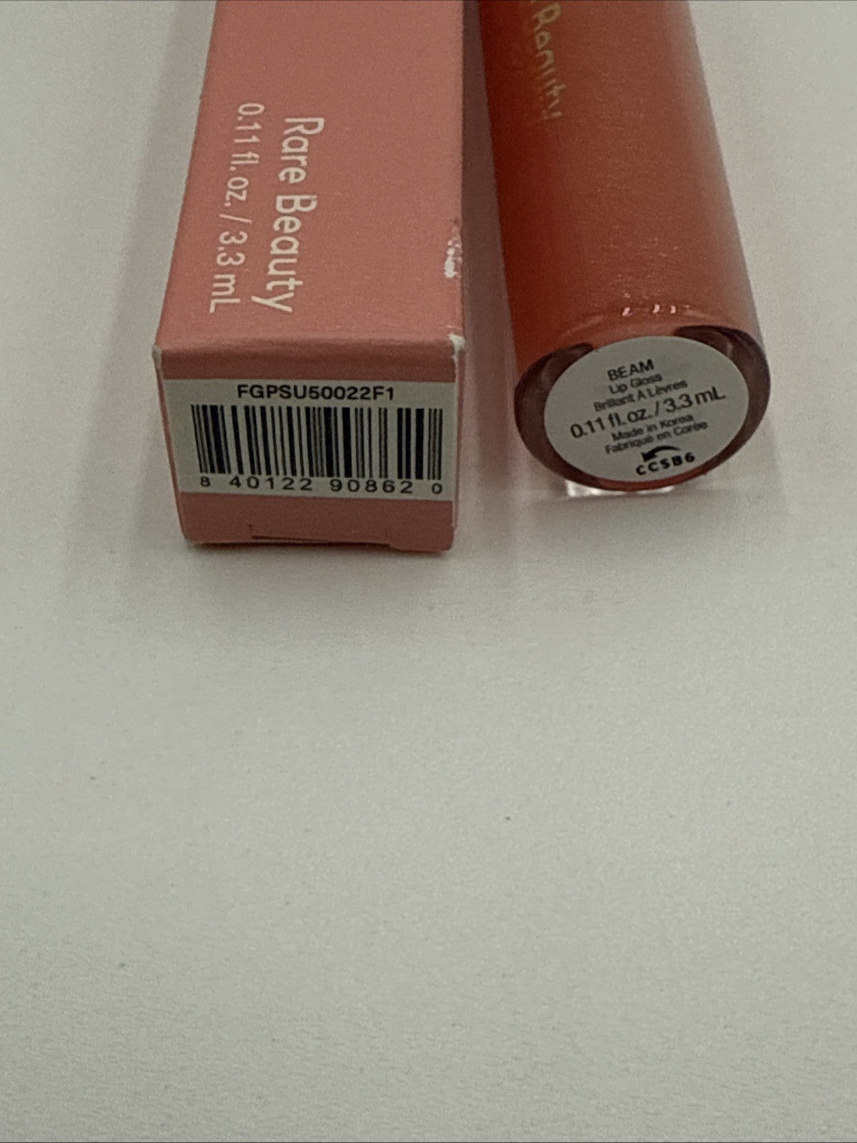 Rare Beauty Positive Light Luminizing Lip Gloss “Beam” Peachy Coral New 0.11 oz