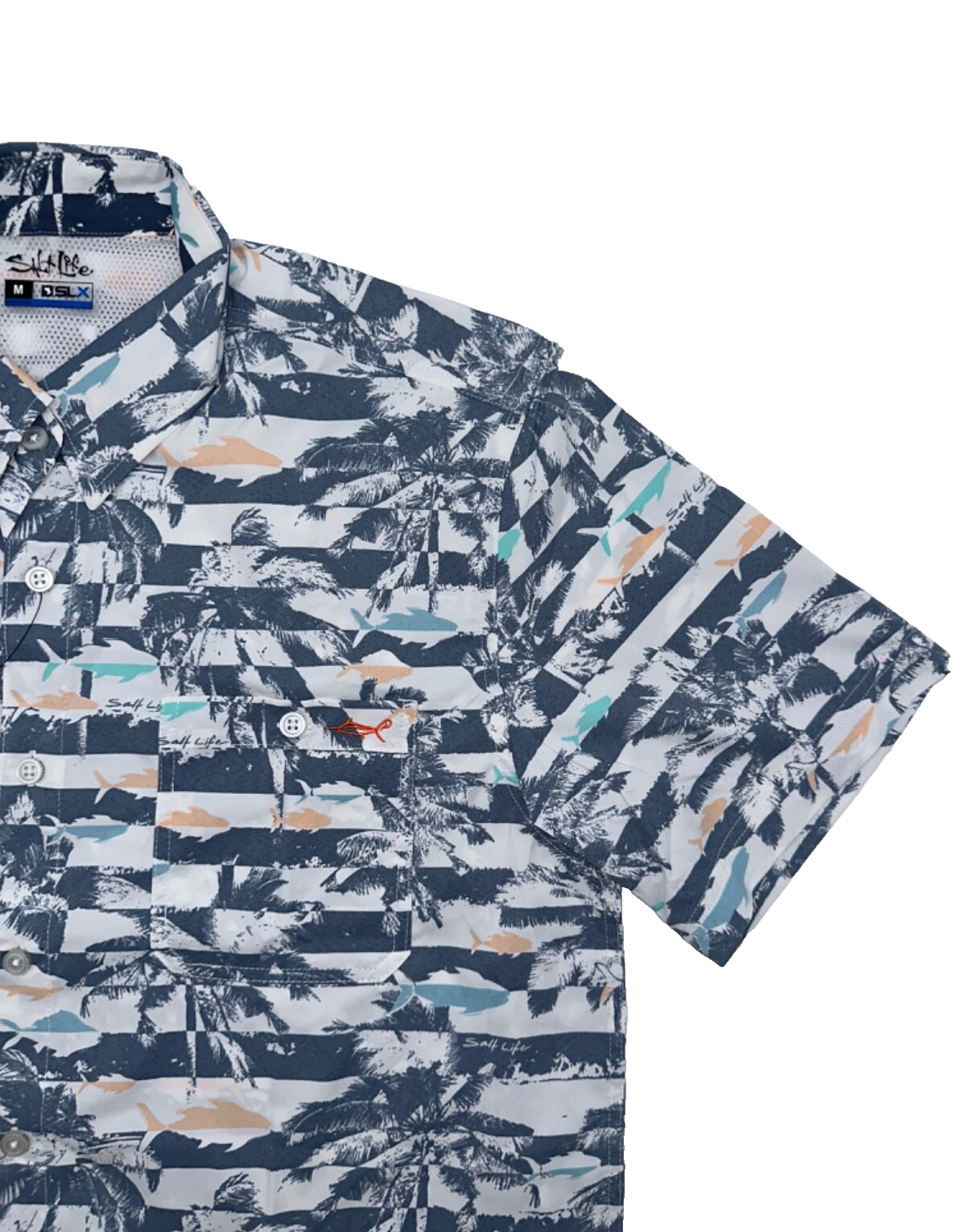 $72 Salt Life Men's Sunshine Button Down Shirt - Elemental Blue - Medium - New