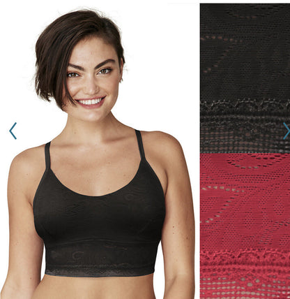 2 Pack Maidenform Pure Comfort Longline Bralette - 1 Black 1 Burgundy- Medium￼
