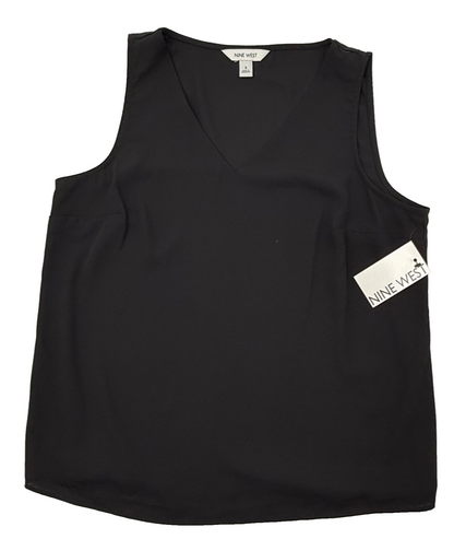 Nine West Women’s-V-Neck Tank Top-Black-Small- New Tags