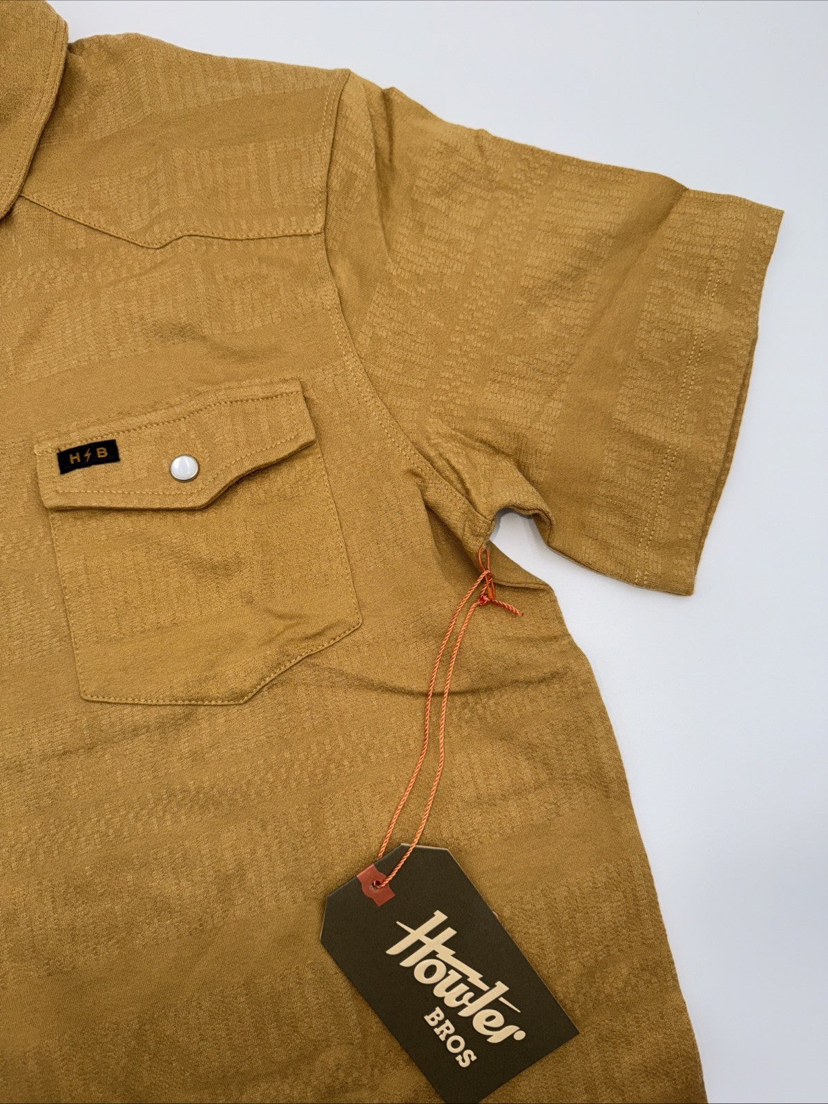 $69 Howler Bros Men's Ranchero Polo Shirt Short Sleeve- Honey Dijon- Small-New
