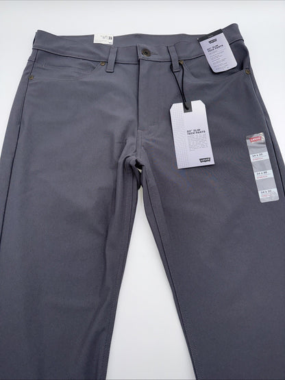 $70 Levi's Men's 511 Slim Tech Pants Stretch A92130010- Grey- 34W 30L - New Tag