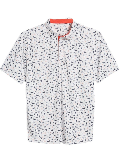 $68 Swannies Men’s Jesse Golf  Polo Shirt- White/Navy- Small - New Tags